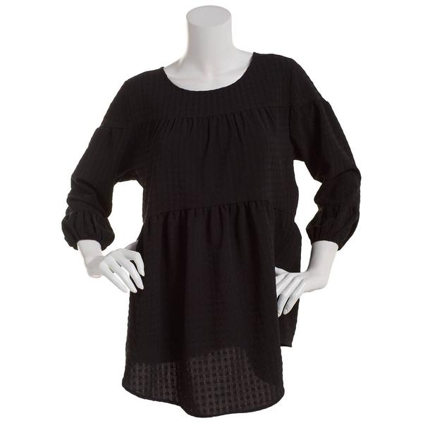 Womens Fair Hope 3/4 Sleeve Solid Tiered Blouse