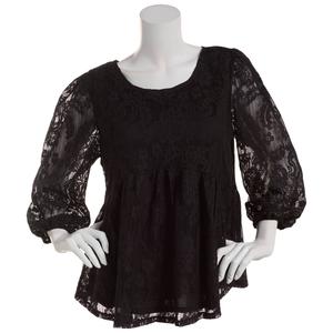Womens Fair Hope Long Sleeve Solid Lace Popover Blouse