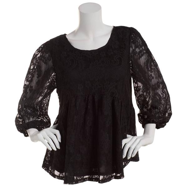 Womens Fair Hope Long Sleeve Solid Lace Popover Blouse alternate view