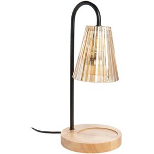Luze Aura Amber Shade w/ Wood Base