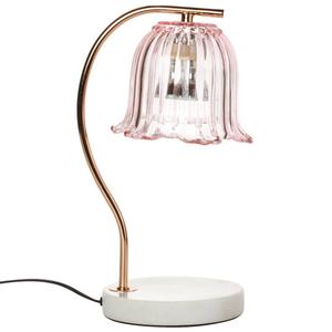 Marble Base With Frosted Glass Pink Shade Candle Warmer