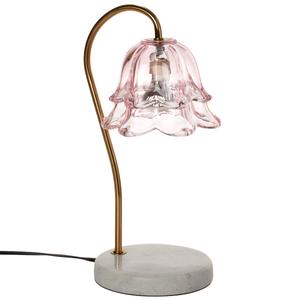 Luze Pink Glass Shade with Marble Base Candle Warmer