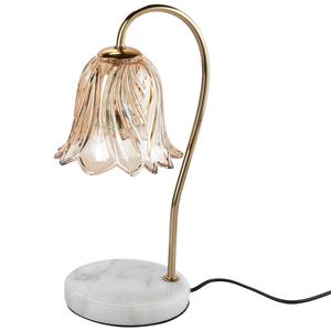 Luze Candle Warmer Amber Glass Shade w/ White Marble