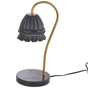 Luze Black Glass Shade Candle Warmer with Marble Base