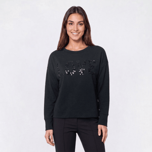 Womens Rio & Rian Long Sleeve Sequin Love Sweater
