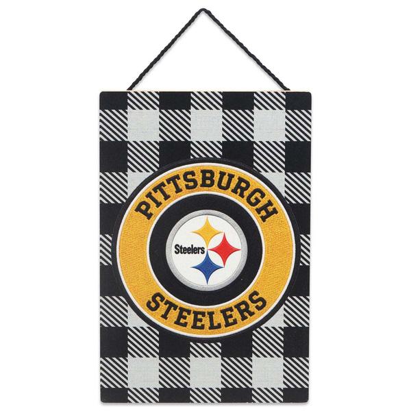 Open Road Steelers Plaid Hanging Wood