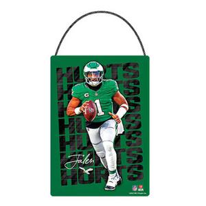 Open Road Eagles #1 Jalen Hurts Hanging Wood Sign