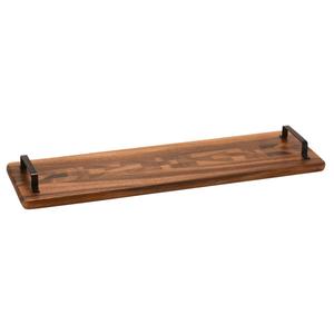 Kalmar Home Long Acacia Wood Tray with Metal Handles
