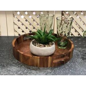 Kalmar Home Round Acacia Wood Serving & Charcuterie Tray alternate view