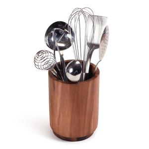 Kalmar Home Acacia Wood Rotating Lazy Susan Utensil Holder alternate view