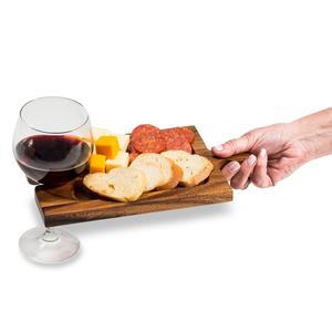 Kalmar Home Acacia Wood Charcuterie & Wine Glass Holder alternate view