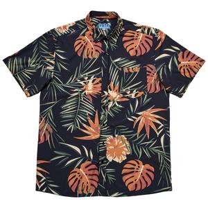 Mens Big & Tall VSTR Tropical Leaf Button Down Shirt - Charcoal
