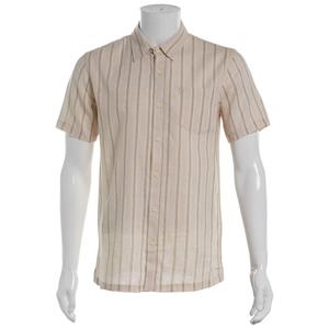 Mens Visitor Textured Cotton Button Down Shirt - Natural/White alternate view