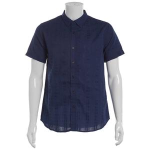 Mens Visitor Textured Cotton Button Down Shirt - Navy alternate view