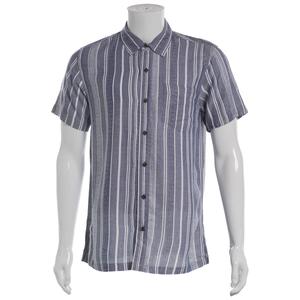 Mens Natural Blue by Visitor Vertical Stripe Button Down Shirt