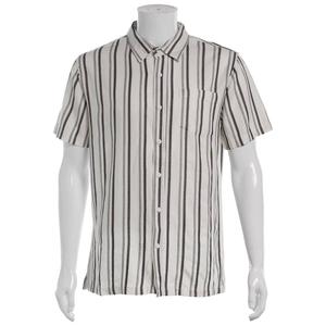 Mens Visitor Vertical Stripe Button Down Shirt - Black/White