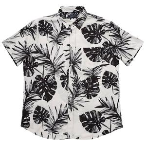 Mens Visitor Large Frond Button Down Shirt - Cream/Black alternate view