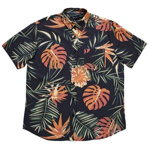 Mens Visitor Coral Flowers Short Sleeve Button Down Shirt alternate view