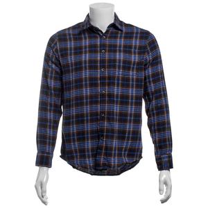 Mens Mountain Ridge Long Sleeve Flannel Shirt - Charcoal/Blue alternate view