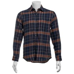 Mens Mountain Ridge Long Sleeve Flannel Shirt - Navy/Red