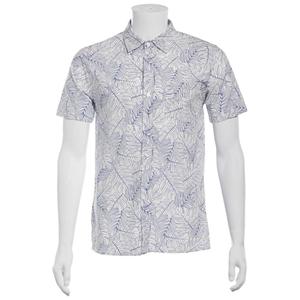 Young Mens VSTR Short Sleeve Tonal Leaf Button Down Shirt
