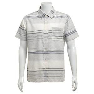 Young Mens VSTR Horizontal Stripe Textured Shirt - Cream/Blue