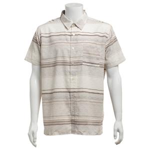 Young Mens VSTR Horizontal Stripe Textured Shirt - Cream/Brown