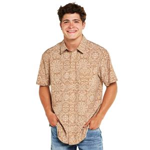 Young Mens VSTR Abstract Jacquard Short Sleeve Button Down Shirt