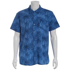 Young Mens VSTR Short Sleeve Palm Trees Button Down Shirt - Blue alternate view