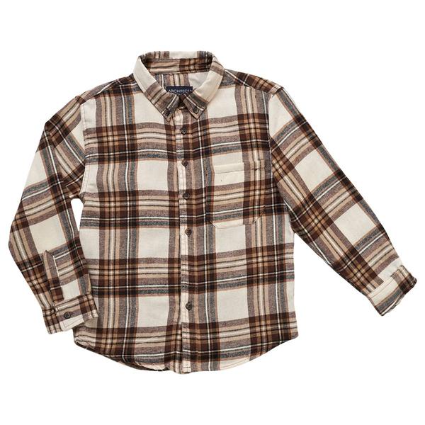 Boys (8-20) Architect(R) Long Sleeve Flannel Shirt - Cream/Brown