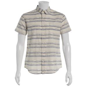 Mens Visitor Textured Cotton Woven Button Down Shirt -Black/White