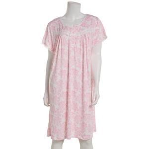 Womens Elegant Dreams Short Sleeve Lace Floral Trim Nightgown