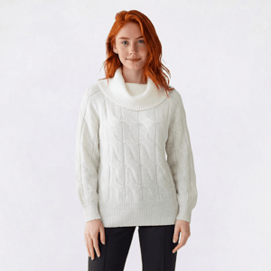 Juniors Madden Girl Mossy Cable Knit Fold-Over Neck Sweater alternate view