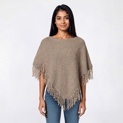 Juniors Madden Girl Poly Fringe Triangle Poncho alternate view