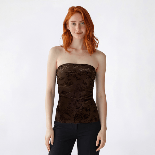 Juniors Madden Girl Burnout Velvet Ruched Side Slit Tube Top alternate view