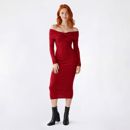 Juniors Madden Girl Twist Front Off The Shoulder Sweater Dress alternate view