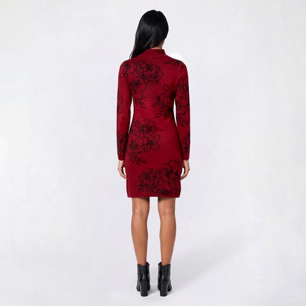 Juniors Madden Girl Floral Jacquard Mock Neck Mini Sweater Dress alternate view