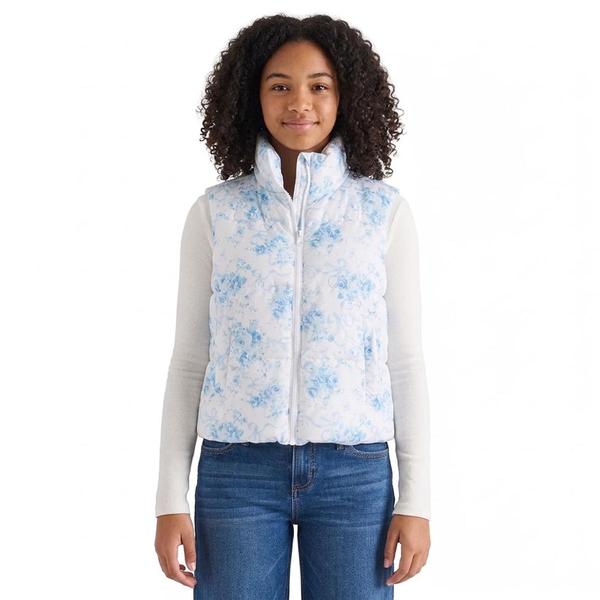 Juniors Madden Girl Floral and Bow Bungie Hem Puffer Vest alternate view