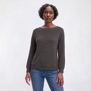 Womens BB Dakota Long Sleeve Solid Grommet Sweater