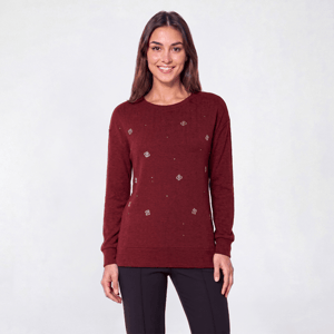 Womens BB Dakota Cozy Embellished Hacci Sweater