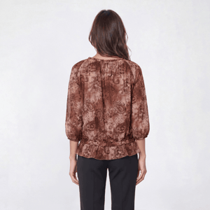 Womens BB Dakota 3/4 Sleeve Paisley Mesh Peplum Tie Neck Blouse alternate view