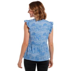 Womens Absolutely Famous Flutter Sleeve Tie Neck Blouse alternate view