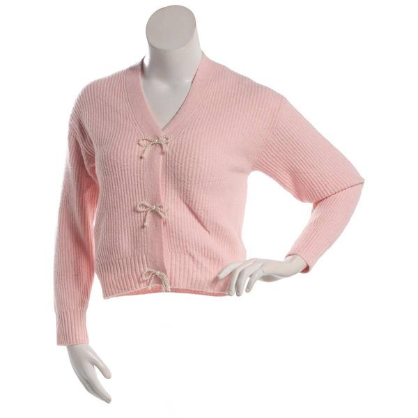 Juniors Madden Girl Mossy Pearl Bow Snap Button Cardigan alternate view