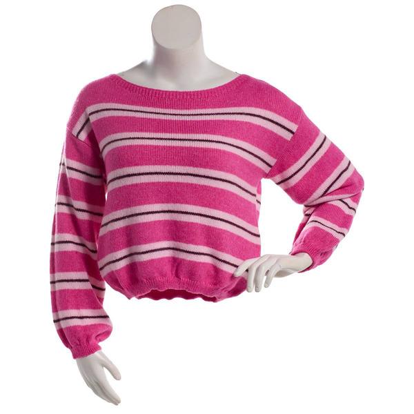Juniors Madden Girl Boat Neck Stripe Balloon Sleeve Sweater