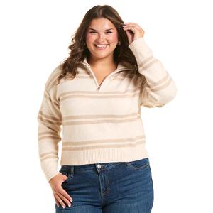 Juniors Plus Madden Girl Striped 1/4 Zipped Pullover