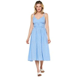 Womens Absolutely Famous Strappy Dot Ruched Waist Midi Dress