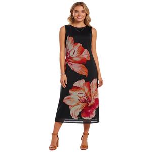 Womens BB Dakota Sleeveless Placed Floral Mesh Midi Dress