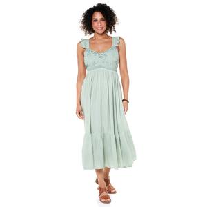 Womens BB Dakota Flutter Sleeve Lace Front Ruffle Hem Midi Dress