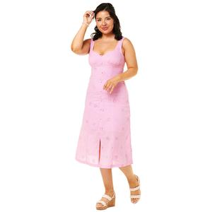 Womens Absolutely Famous Sleeveless Eyelet Button Trim Midi Dress