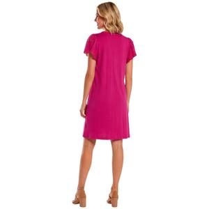 Womens Absolutely Famous Scallop Sleeve Crew Neck Shift Dress alternate view